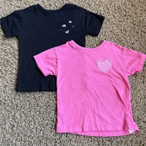 Old Navy Kids Heart Patch Tees - Pink & Black